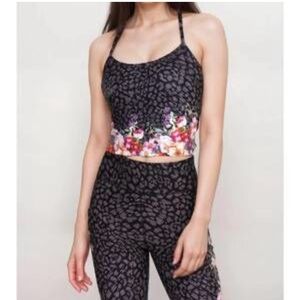 Johnny Was Calme Active Line Endurance Workout Floral Sports Bra Soft Buttery